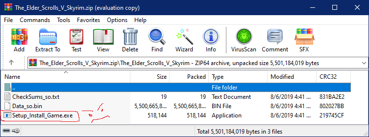 files in the zip file